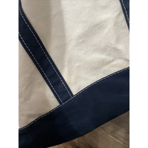 SET VTG LL Bean Boat & Tote Canvas Bag Large Blue Name READ 22x14 +purse FLAWS - Picture 11 of 16